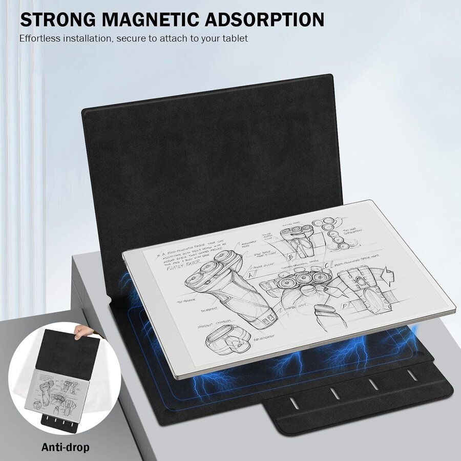 Husa MoKo Book Folio pentru Remarkable Paper Pro 11.8", Magnetic, Negru-Alb