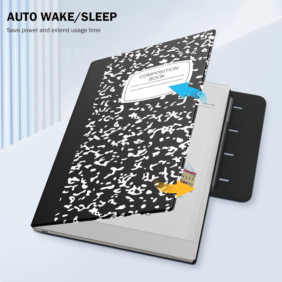 Husa MoKo Book Folio pentru Remarkable Paper Pro 11.8", Magnetic, Negru-Alb