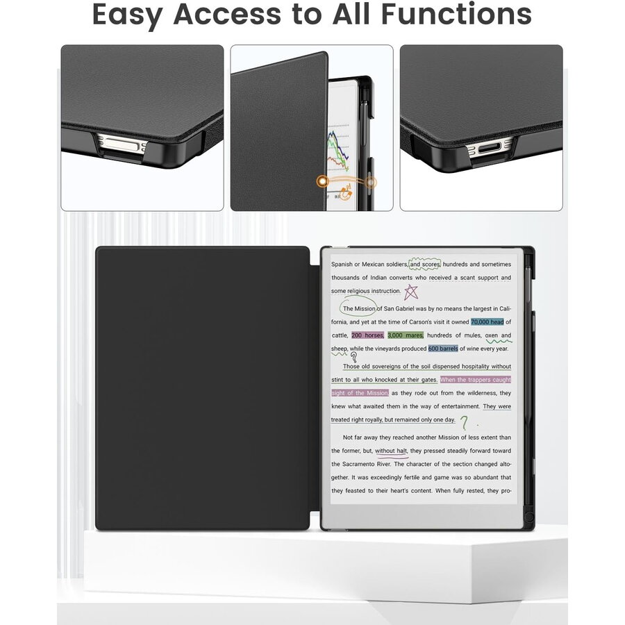 Husa MoKo Book Folio pentru Remarkable Paper Pro 11.8", Magnetic, Negru