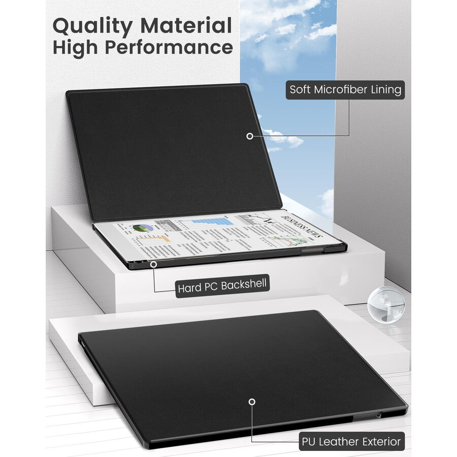 Husa MoKo Book Folio pentru Remarkable Paper Pro 11.8", Magnetic, Negru