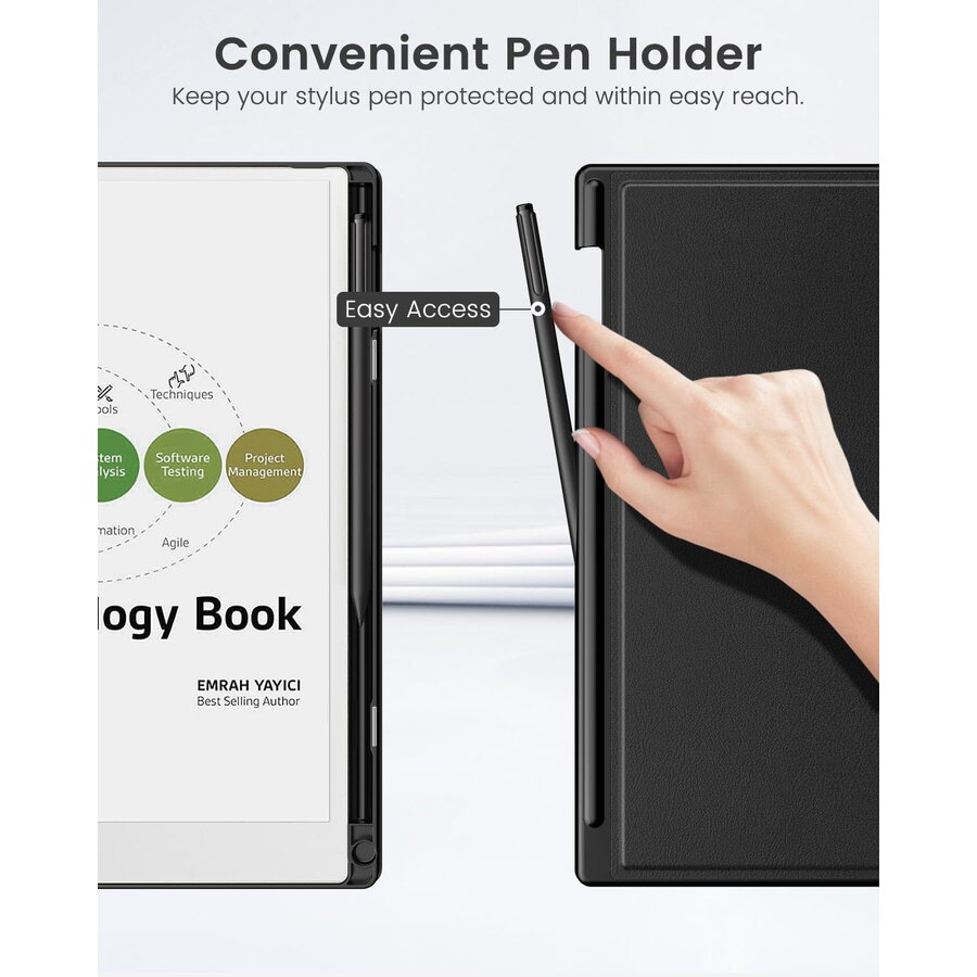 Husa MoKo Book Folio pentru Remarkable Paper Pro 11.8", Magnetic, Negru
