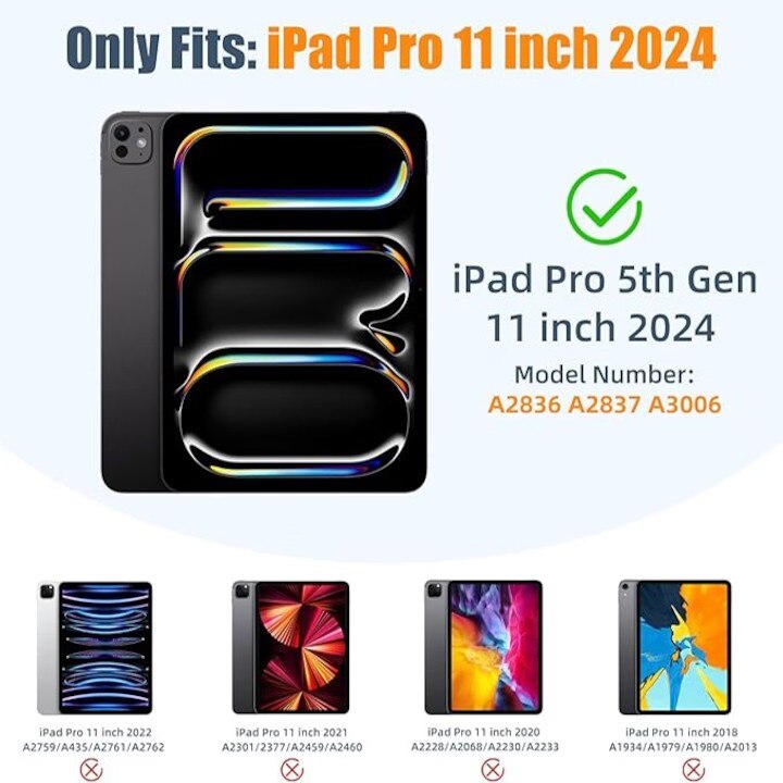 Husa pentru tableta, compatibila cu iPad Pro de 11 inchi (M4 5 generatie 2024), cu suport pentru stilou, husa inteligenta, trezire/dormire automata, Albastru Violet