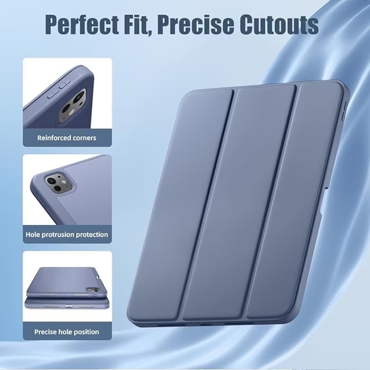 Husa pentru tableta, compatibila cu iPad Pro de 11 inchi (M4 5 generatie 2024), cu suport pentru stilou, husa inteligenta, trezire/dormire automata, Albastru Violet