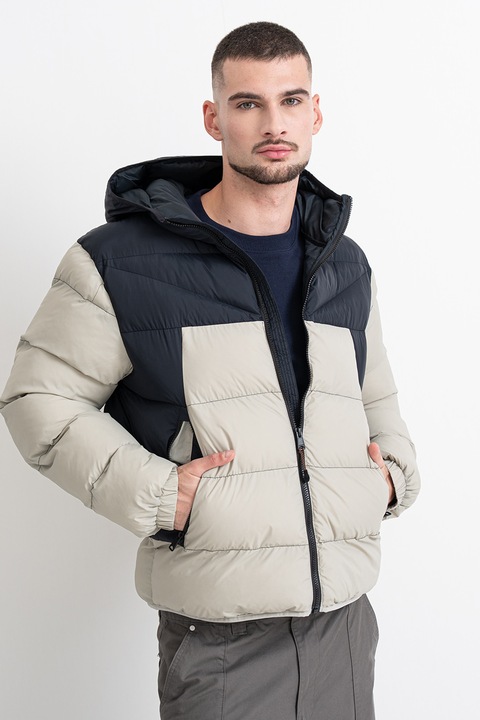 Napapijri, Geaca cu vatelina si buzunare cu fermoar Molveno, Negru/Verde pal