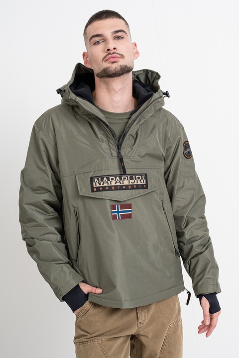 Napapijri, Geaca fara inchidere cu gluga Rainforest Next, Kaki pal