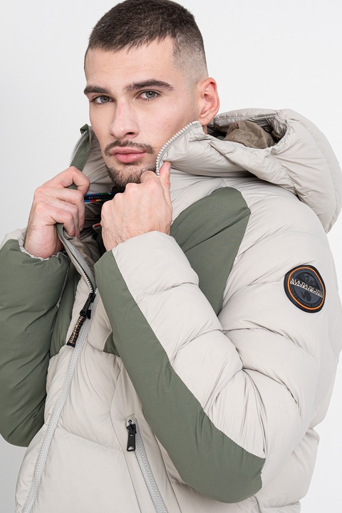 Napapijri, Geaca cu vatelina si fermoar Moesa, Verde pal/Kaki