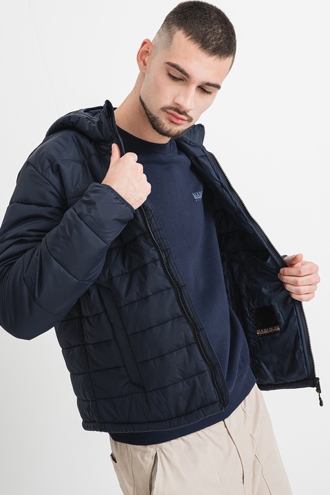 Napapijri, Geaca matlasata cu gluga Gesar, Bleumarin