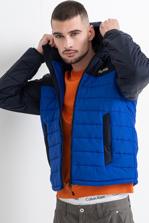 Napapijri, Geaca matlasata cu gluga Gesar, Albastru royal/Bleumarin