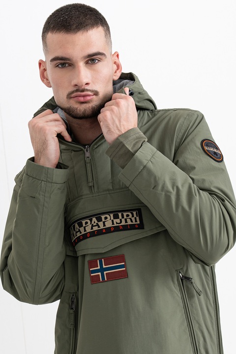 Napapijri, Geaca cu logo, fara inchidere Rainforest, Visiniu/Kaki