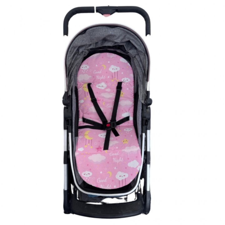 Suport pentru cărucior Kapinkata, respirabil 3D mesh, Lux, Nori roz