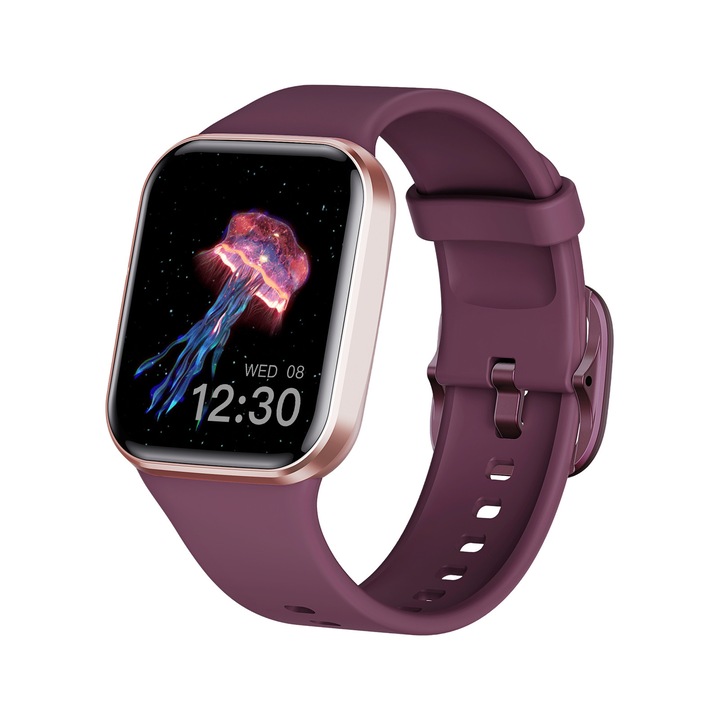 YoYoFit okosóra, 1,69 hüvelykes, lila rozéarany, szilikon, 20x245 mm