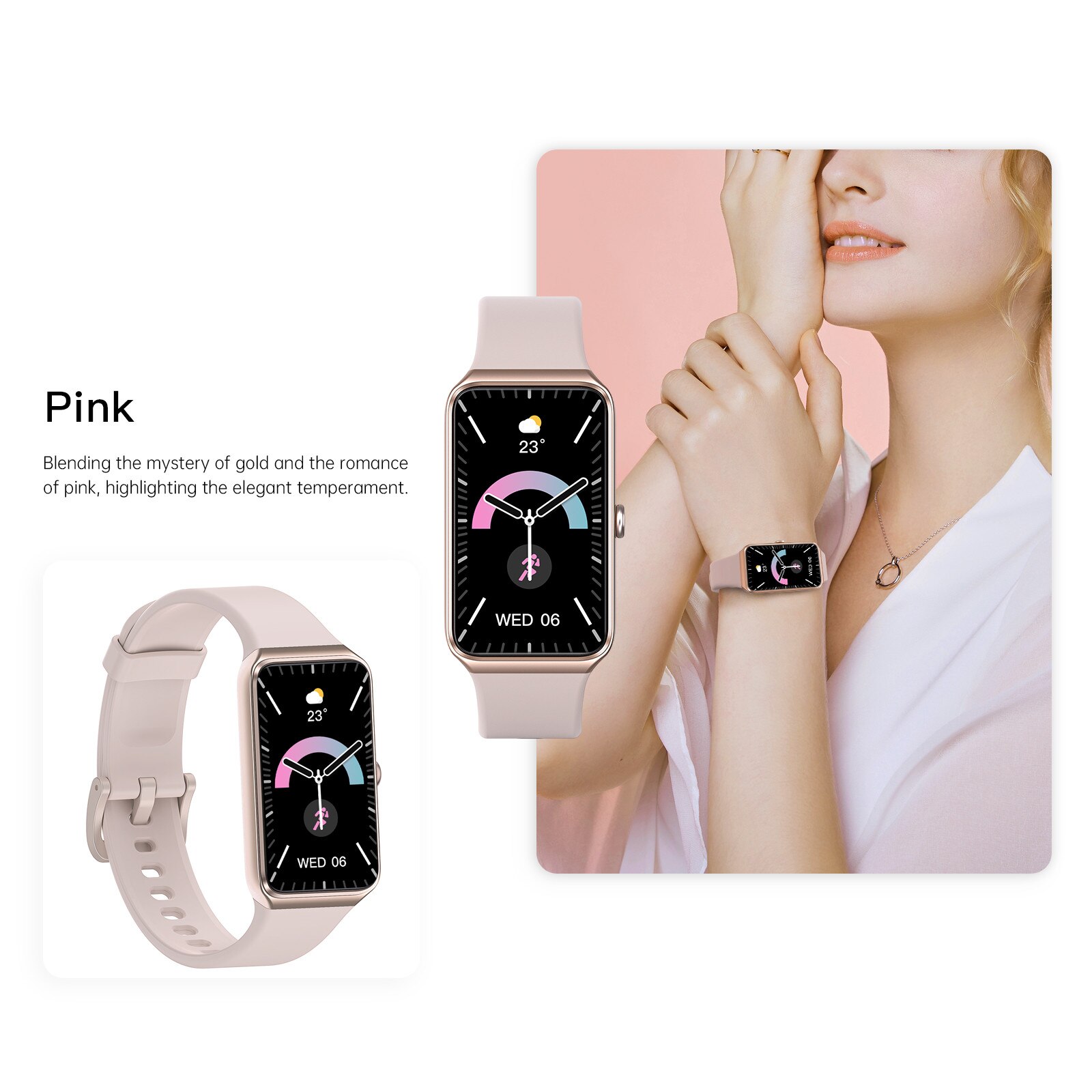 fitness tracker apple watch yo yo fit watch Smartwatch YoYoFit, TFT inch, Pink, silicon, 18x240mm