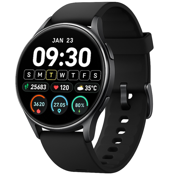 NEOVANCE® okosóra, beépített GPS, Alexa, AMOLED 1.43", Bluetooth hívások, Egészségfigyelés - SpO₂, Pulzusszám, Stressz, Alvás, 110+ sportmód, értesítések, IP68 vízállóság, - prémium kialakítás, fejlett okosfunkciók