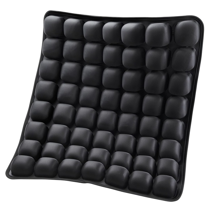 Perna ortopedica gonflabila pentru scaun, 56 celule, 410 x 460 x 45 mm, Negru