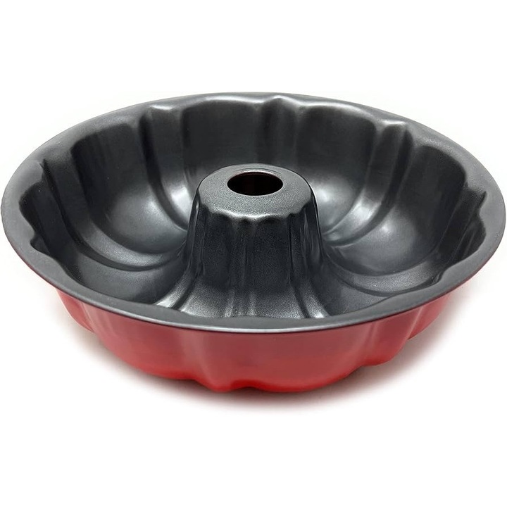 Forma de copt pentru prajituri, chec, Termorezistenta, Antiaderenta, Forma de Dovleac, Usor de curatat, 24 x 6.5 cm, Rosu