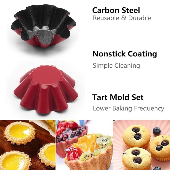 Forma de copt pentru prajituri, chec, Termorezistenta, Antiaderenta, Forma de Floare, Usor de curatat, 19 x 8.5cm, Rosu