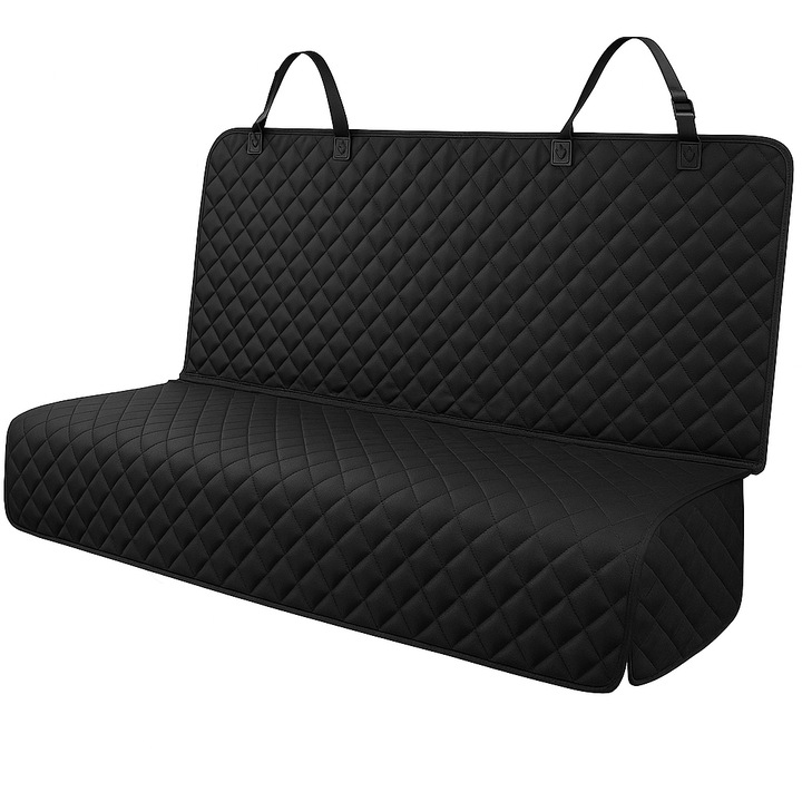 Husa Scaune Auto MONDESA® pentru Protectia si Transportul Animalelor, Universala, Impermeabila, Antialunecare, Ideala pentru Caini si Pisici, Protectie Bancheta Spate Taxi/Ride Sharing, 133 cm, Negru