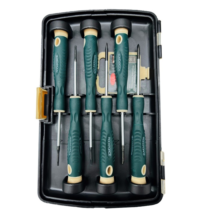 Precíziós csavarhúzó készlet 6 darabos, Rock Force, különböző méretekben, 0,310 kg