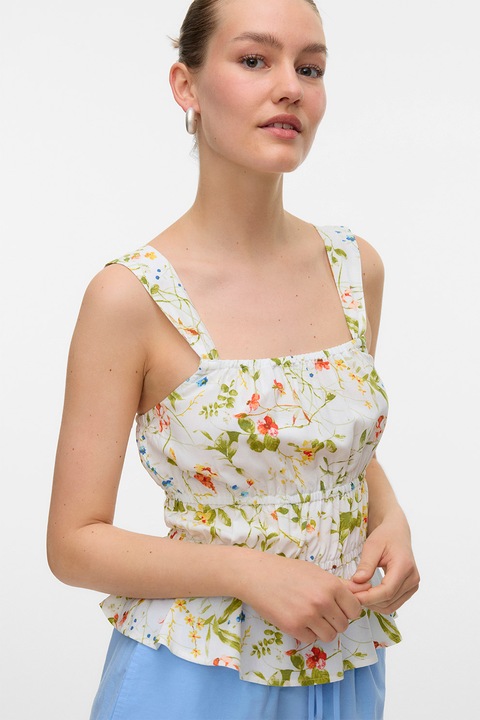 Vero Moda, Флорален топ, Червен/Бял/Папратово зелено