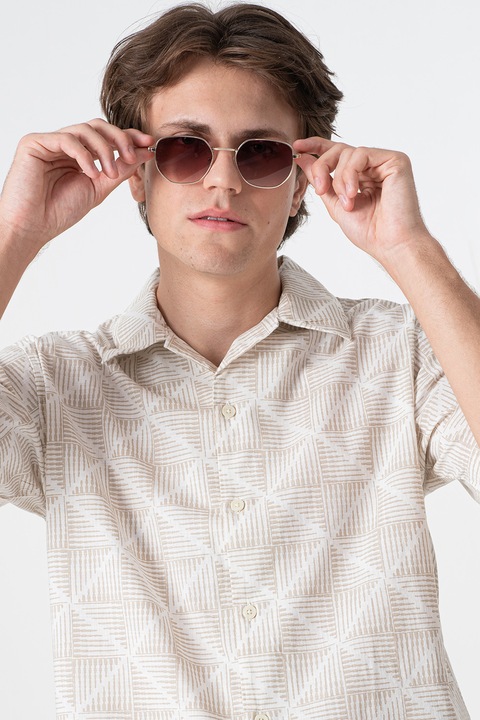 Jack & Jones, Normál fazonú pamutpóló, Bézs/Törtfehér