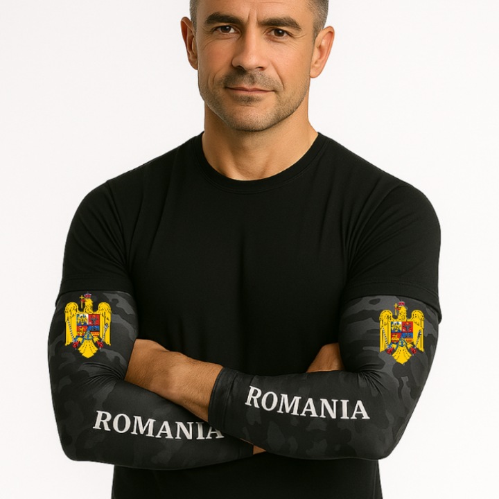 Maneci de Protectie, model Romania, Protectie UPF50+, Ideale pentru soare puternic, sport sau condus, Barbati, Culoare Blue Camouflage, Marime 2XL