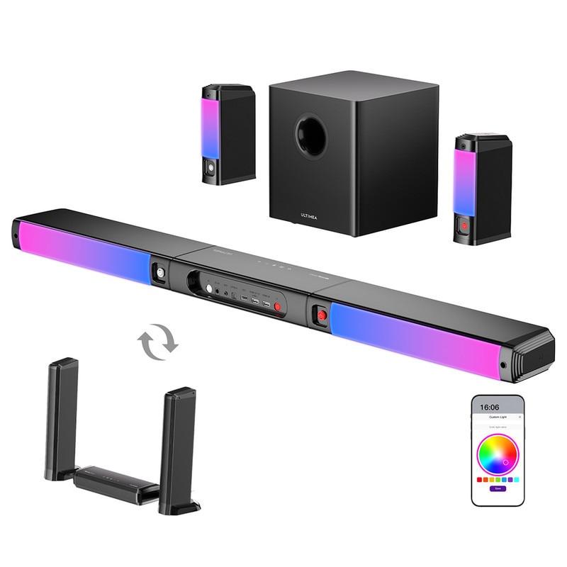 Sistem soundbar Ultimea Apollo S90, 9.1 canale, 470W, RGB, subwoofer 6.5", negru
