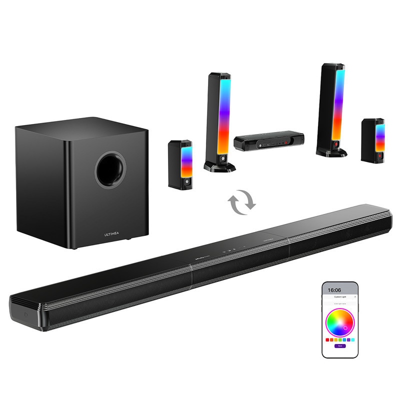 Sistem soundbar Ultimea Apollo S90, 9.1 canale, 470W, RGB, subwoofer 6.5", negru