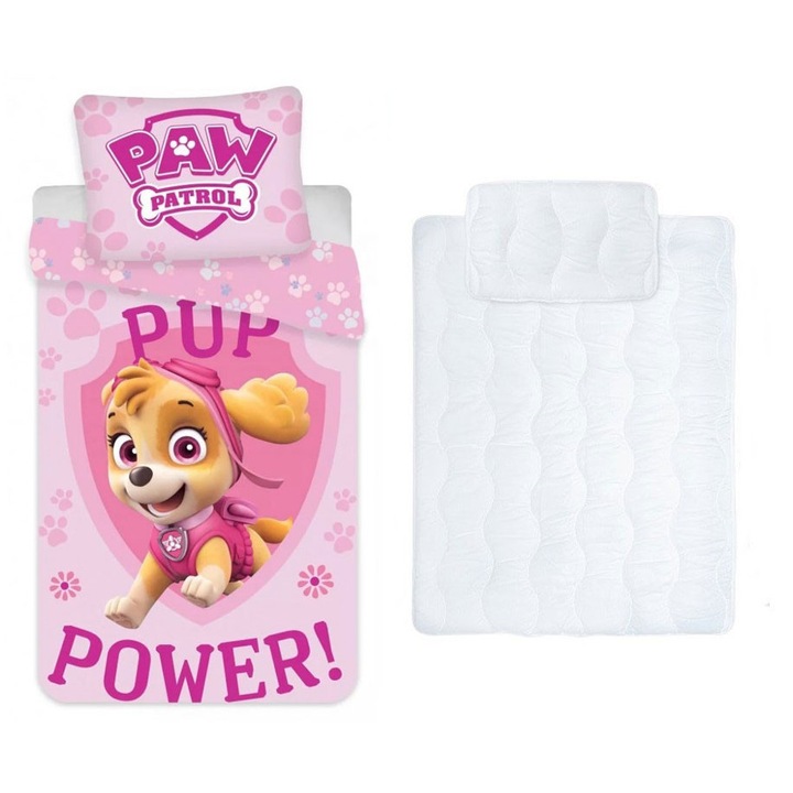 Set de lenjerie de pat pentru copii si prescolari, cu pilota/fata de perna, 100x135 cm, 40x60 cm (Skye Dream)