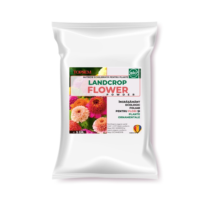 Ingrasamant organic foliar pentru flori si plante ornamentale, Landcrop Flower Powder 5gr