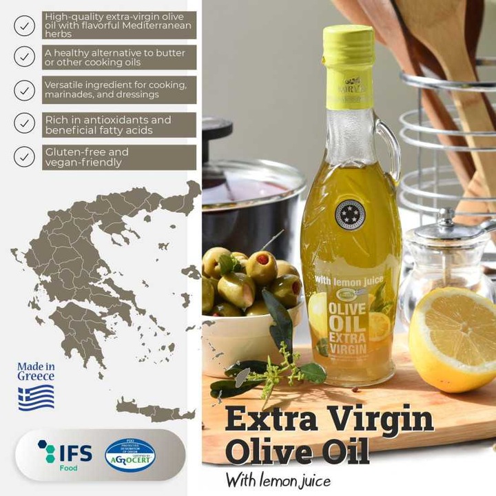 Ulei de masline extravirgin cu suc de lamaie, KORBEL, sticla Amphora 250 ml