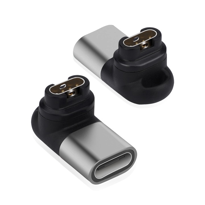 Adaptor Type-C pentru Garmin Venu 3/2/1/Fenix 8/7/6/5/Instinct 2/Vivoactive 4/Forerunner 965/955/255, Gri, Portabil, Tip L