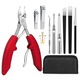 Set Trusa Manichiura Pedichiura Ydene®, 10 in 1, Otel inoxidabil, foarfeca, unghiera, Penseta, Pila, cleste cuticule, Repararea degetelor de la picioar, Ergonomic, pentru Unghii Groase si Incarnate, Geanta depozitare, Argintiu si Rosu