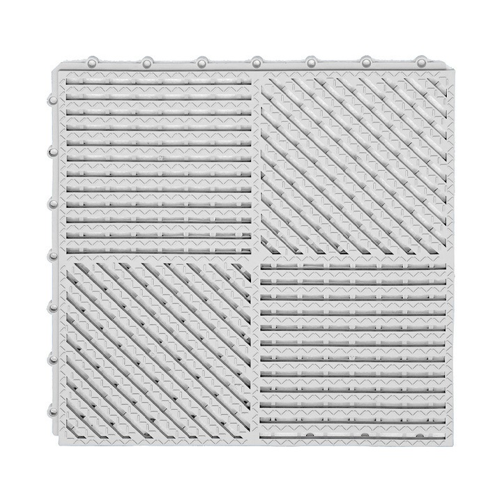 Неплъзгаща се постелка за баня, вендузи за закрепване и отвори за оттичане, тип пъзел, може да се съединява, с ефективно оттичане, лесна за почистване и издръжлива, идеална за подове на душ кабини и бани, 30x30 см, бяла