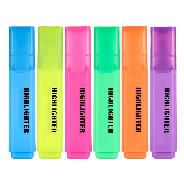 Set markere 6 buc, TREXORA, cerneala rapid uscare, varf oblic ajustabil, multicolor, pentru desen si notite