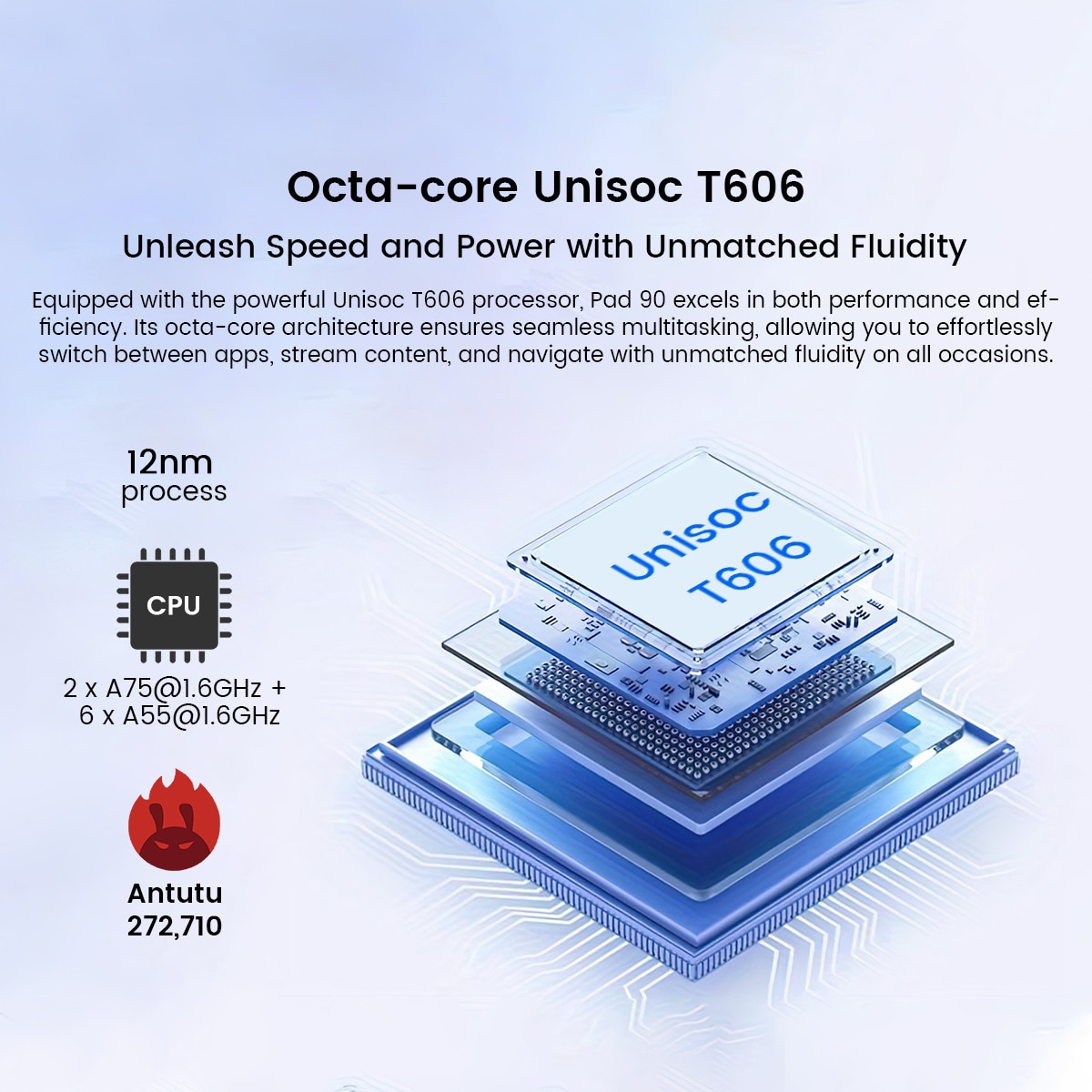 Tableta Oscal Pad 90, 10.918 Inch, Android 14 Tablets, 24GB RAM+128GB ROM(2TB Expand), 120Hz, Octa-Core, UMS9230(T606), HD+, 800x1280, 8MP+5MP Dual Camera, 6600mAh, 2.4G/5G, GPS, Albastru