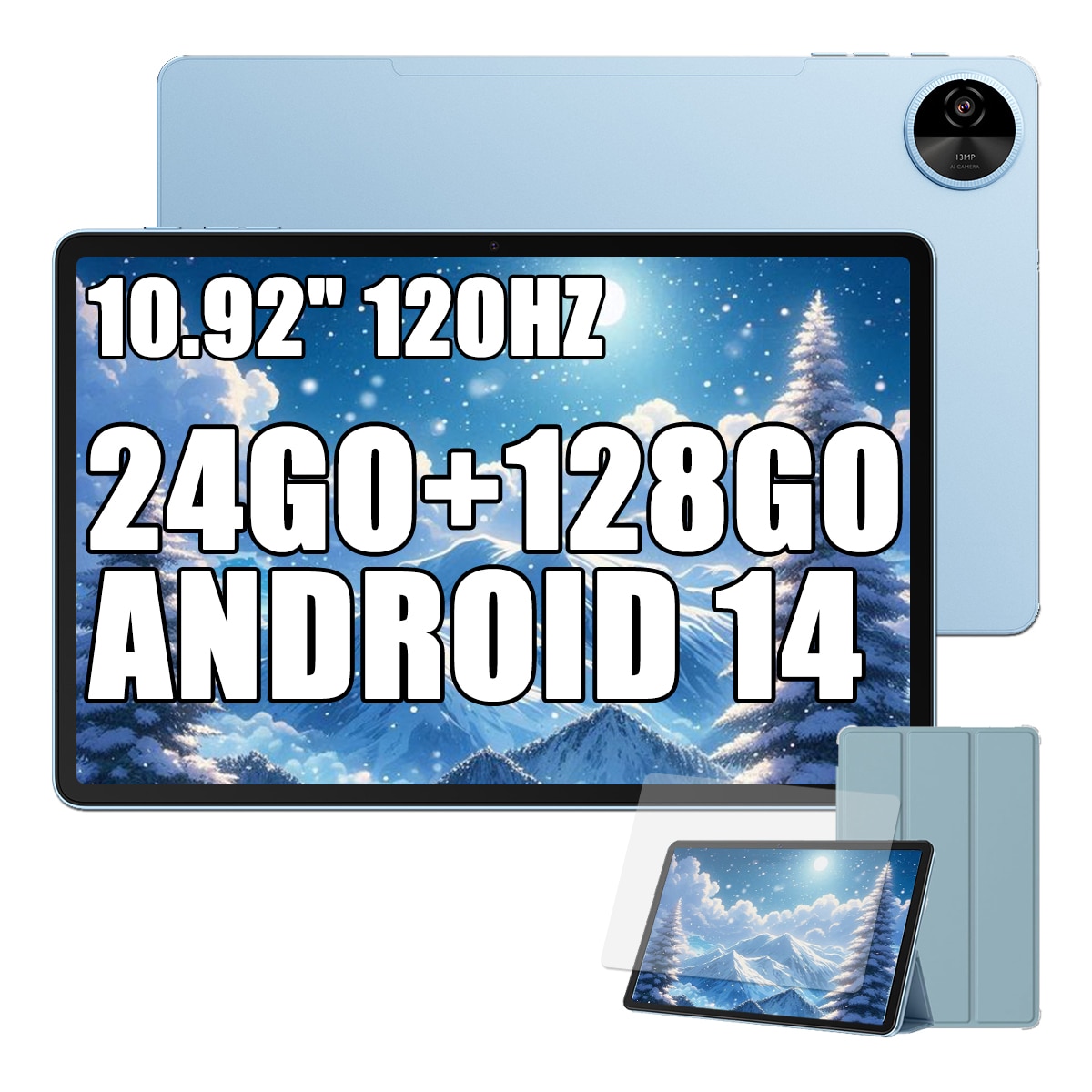 Tableta Oscal Pad 90, 10.918 Inch, Android 14 Tablets, 24GB RAM+128GB ROM(2TB Expand), 120Hz, Octa-Core, UMS9230(T606), HD+, 800x1280, 8MP+5MP Dual Camera, 6600mAh, 2.4G/5G, GPS, Albastru