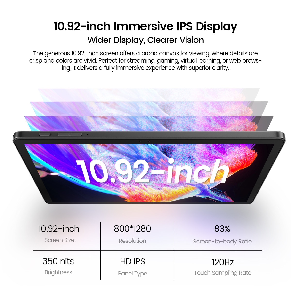 Tableta Oscal Pad 90, 10.918 Inch, Android 14 Tablets, 24GB RAM+128GB ROM(2TB Expand), 120Hz, Octa-Core, UMS9230(T606), HD+, 800x1280, 8MP+5MP Dual Camera, 6600mAh, 2.4G/5G, GPS, Albastru