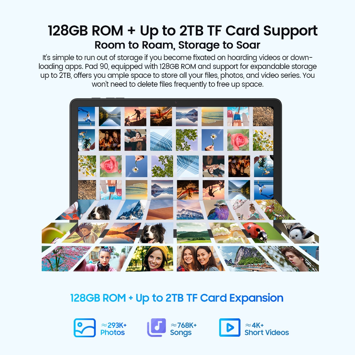 Tableta Oscal Pad 90, 10.918 Inch, Android 14 Tablets, 24GB RAM+128GB ROM(2TB Expand), 120Hz, Octa-Core, UMS9230(T606), HD+, 800x1280, 8MP+5MP Dual Camera, 6600mAh, 2.4G/5G, GPS, Albastru