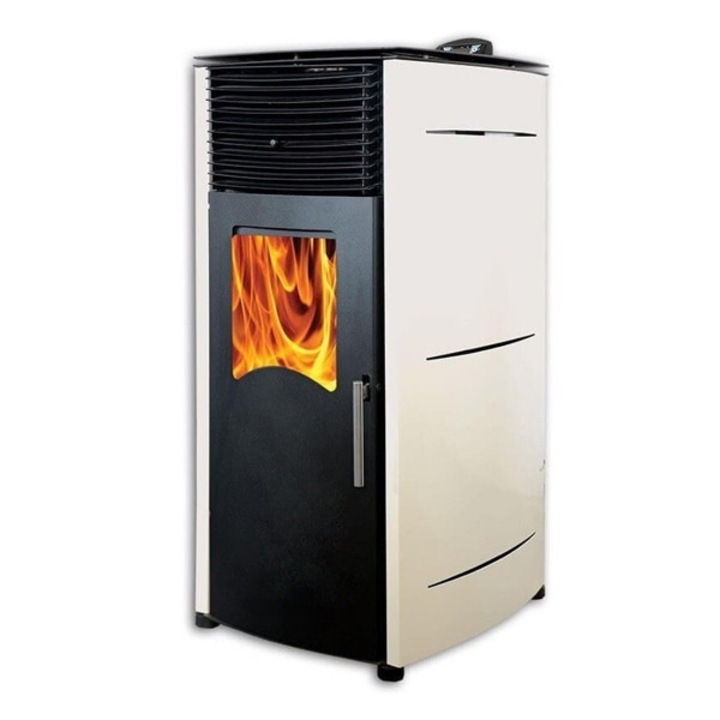 Pachet soba pe peleti KOPH PD 10 kW, cu aer cald, buncar peleti 12 kg, 60 mp, Crem