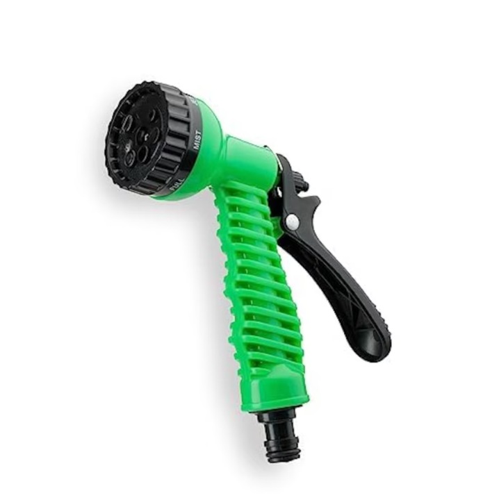 Градински пистолет за пръскане със 7 режима на пръскане, бърза връзка, ергономична дръжка, регулируем за напояване на цветя, тревни площи и двор, съвместим с 1/2 и 3/4 маркуч