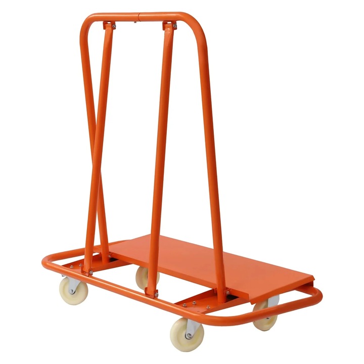 Carucior pentru gips-carton, sarcina 997, 9 kg, 4 roti din nailon, 2 frane, otel rezistent, rosu