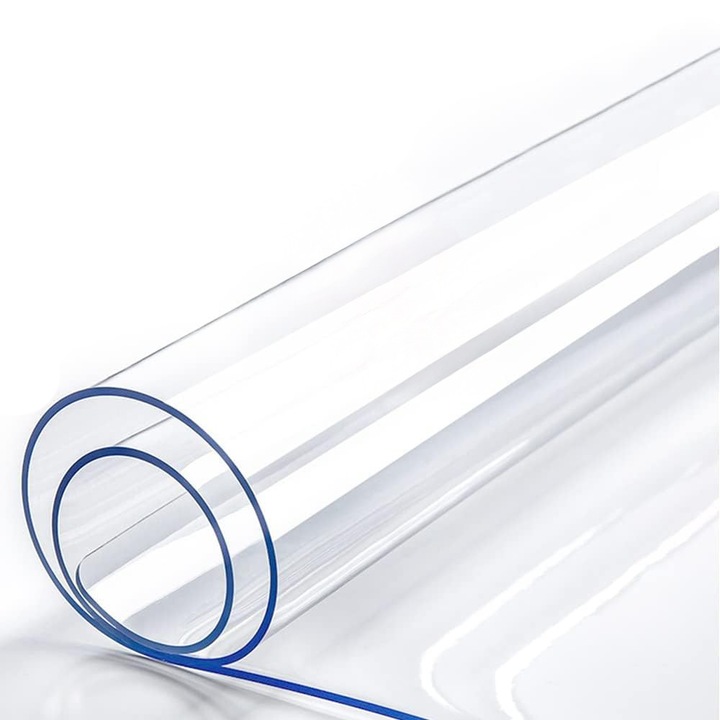 Folie protectie masa PVC Transparenta Mondesa®, 140 x 90 cm, Grosime 1,5 mm, Antiderapanta, Impermeabila, Durabila, Usor de Curatat, Protejeaza impotriva Petelor si Zgarieturilor, Discreta si Moderna