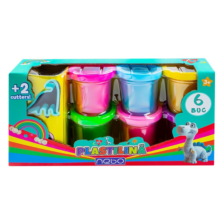 Plastilina Nebo, 6 culori, cu forme de decupat