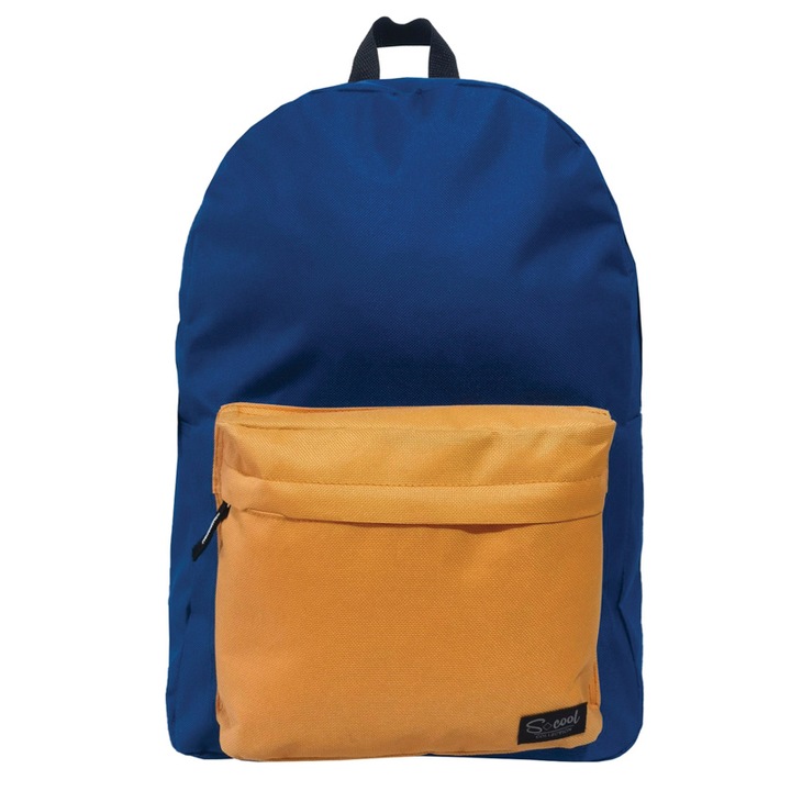 S-Cool iskolatáska,Classic, 43x30x16 cm, Tengerészkék/Narancssárga