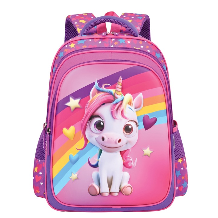 S-Cool iskolatáska, Unikornis, Ergonomikus, 3D modell, 43x30x22 cm