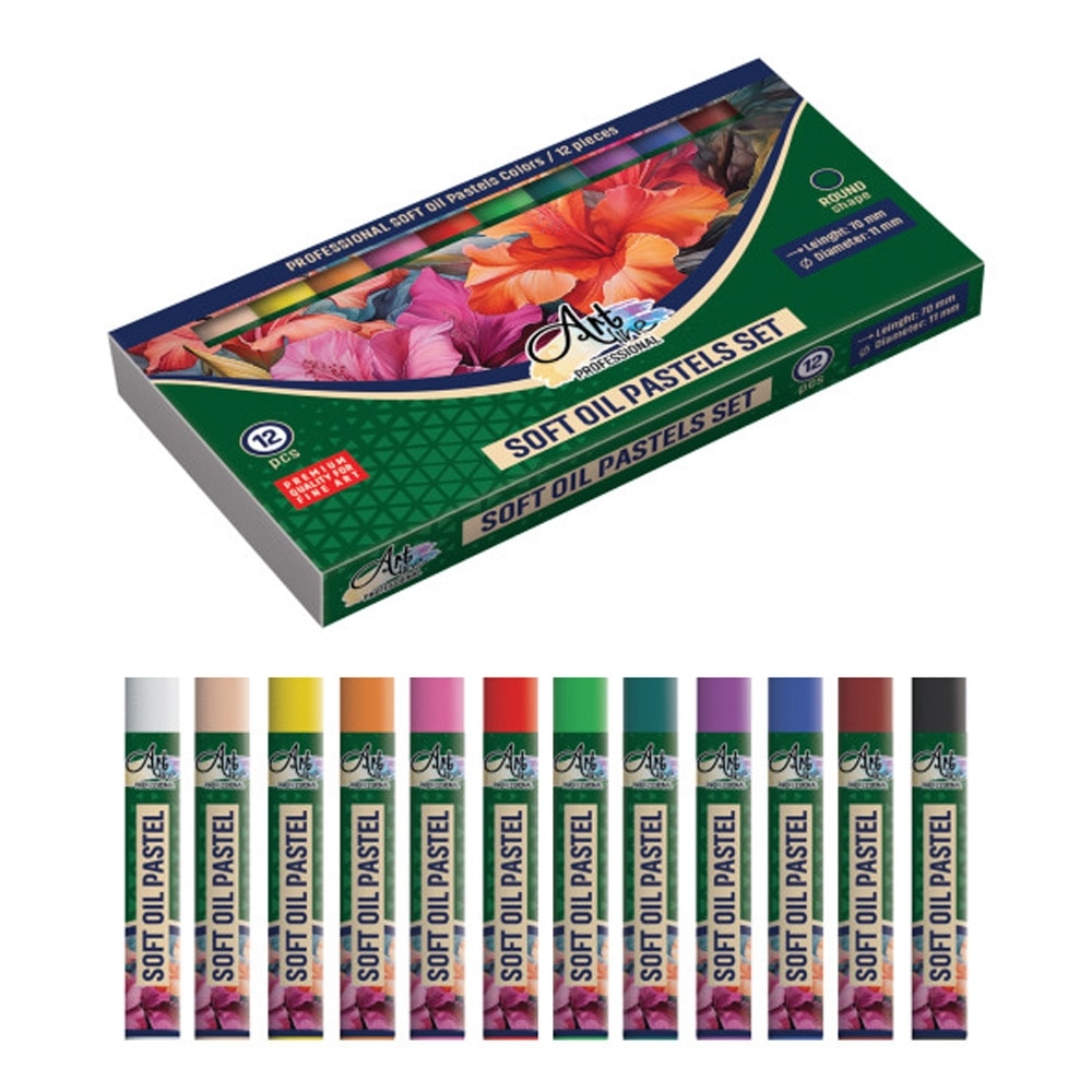 Creioane ulei Artline, pastel, diametru 11 mm, 12 culori/set