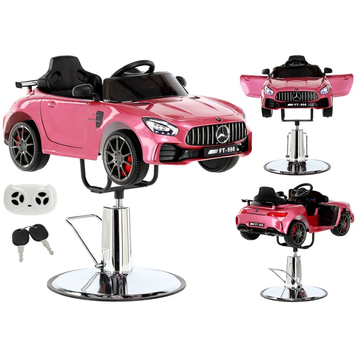 Scaun de coafura pentru copii Calissimo, design automobil, multimedial, reglabil, 70x60x90cm