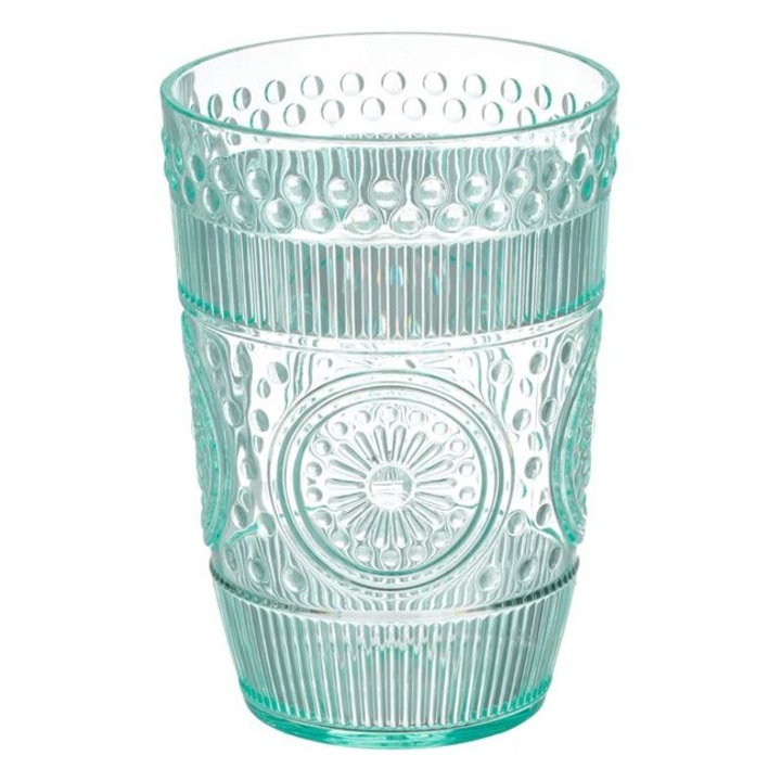 Pahar plastic Antbro, verde menta, 430 ml, design reliefat elegant, reutilizabil