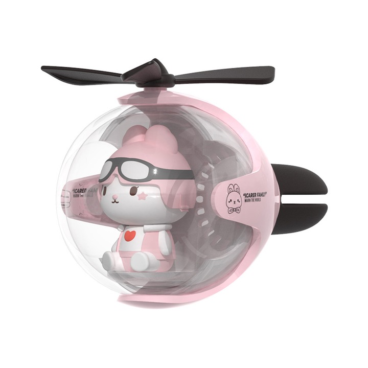 Autós aroma diffúzor, NIKONIKO, Nyuszi Autós diffúzor 2 illattal: Klasszikus kölni és Friss óceán, Szellőzőcsipesz, Rózsaszín