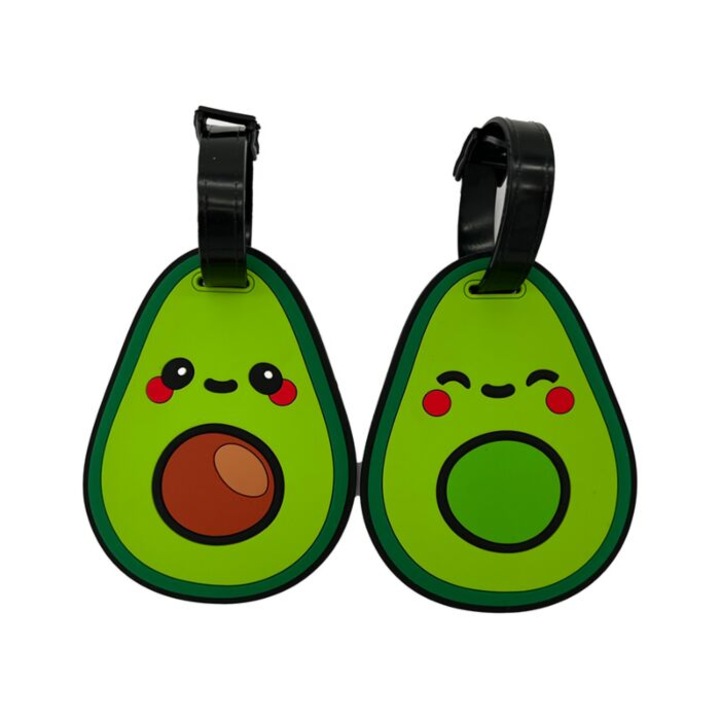 Set 2 etichete de bagaj, Pedro & Mia Avocado, design vesel Avocado, Foodiemals, Luggage Tag, 16 x 21 x 1.2 cm